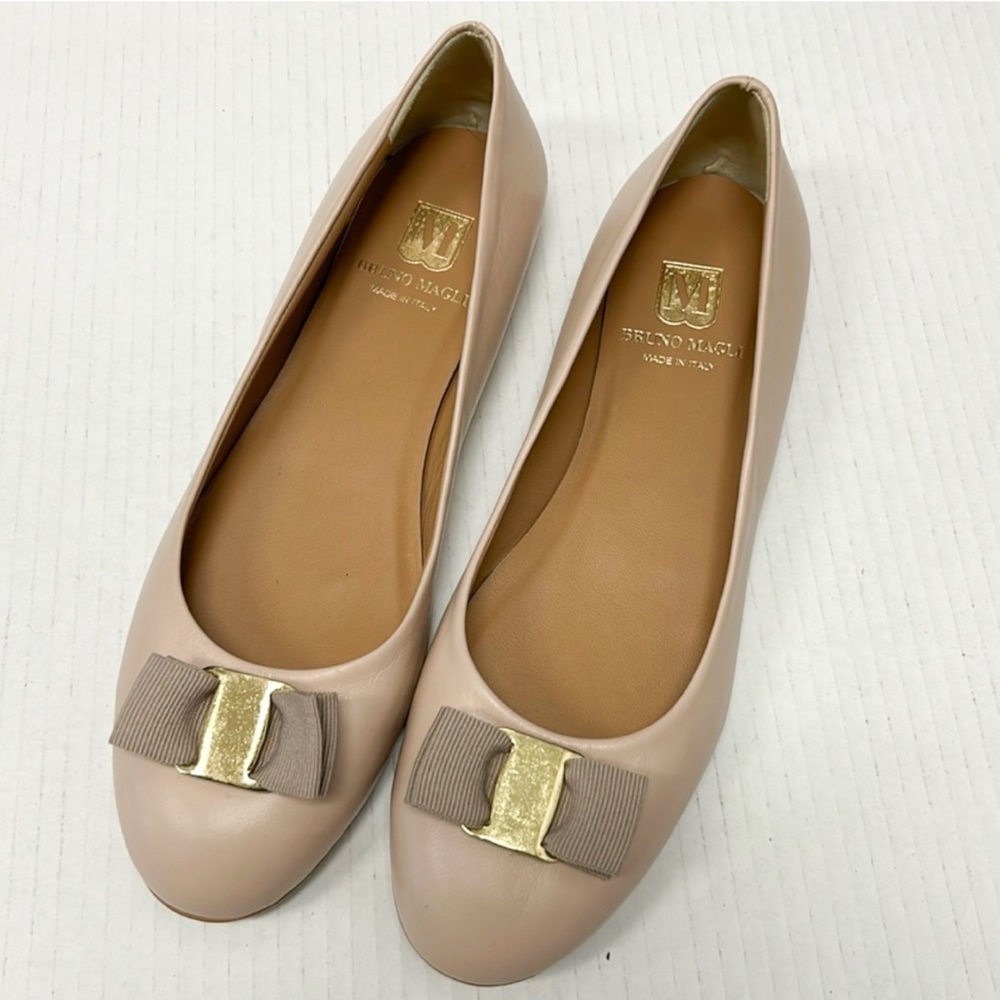 Bruno Magli leather bow flats